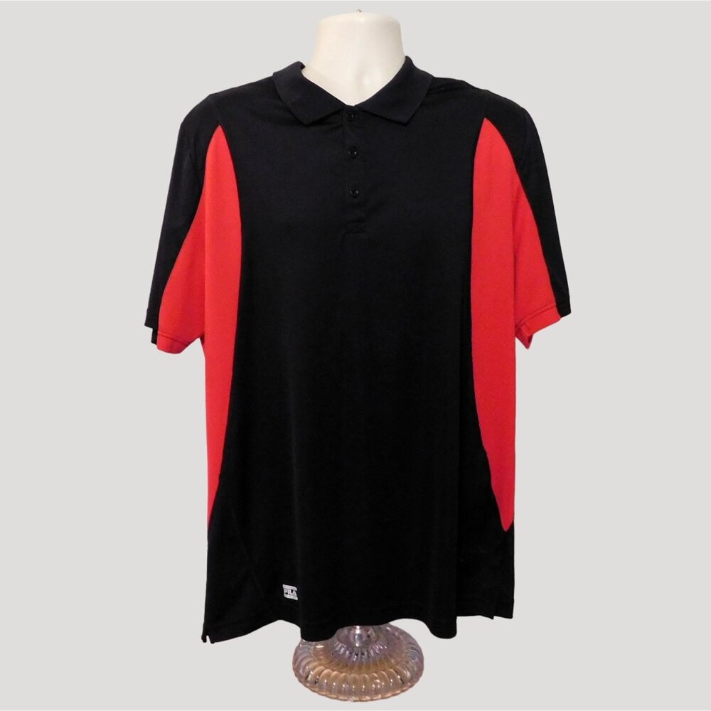 Fila Sport Golf Polo Shirt Mens XL Black Red Buttons Short Sleeve Polyester